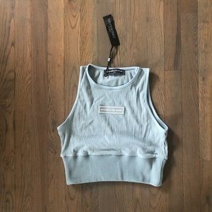 Maniere De Voir Ribbed Crop Top. Light Blue. NWT.